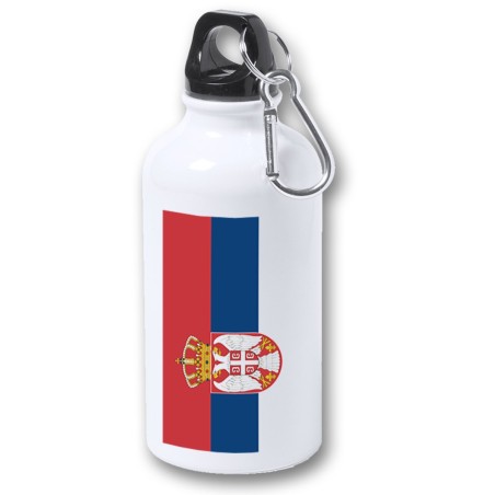 BIDON 400ML METALICO bandera serbia pais gobierno serbio para viaje y deporte