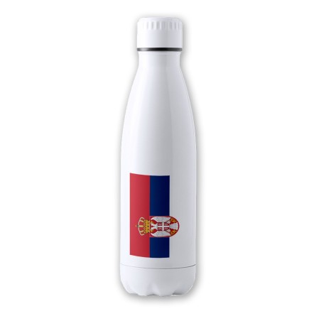 BIDON 700 ML ACERO INOXIDABLE bandera serbia pais gobierno serbio tapon seguridad botella