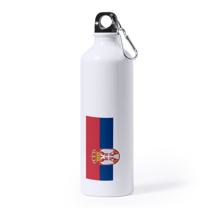 BIDON GRANDE 800 ML ACERO INOXIDABLE bandera serbia pais gobierno serbio deporte deportivo mosqueton botella