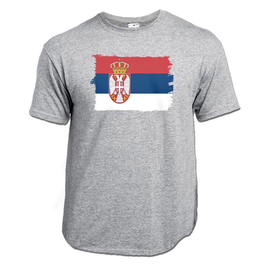 CAMISETA GRIS MEZCLA bandera serbia pais gobierno serbio moda verano personalizada