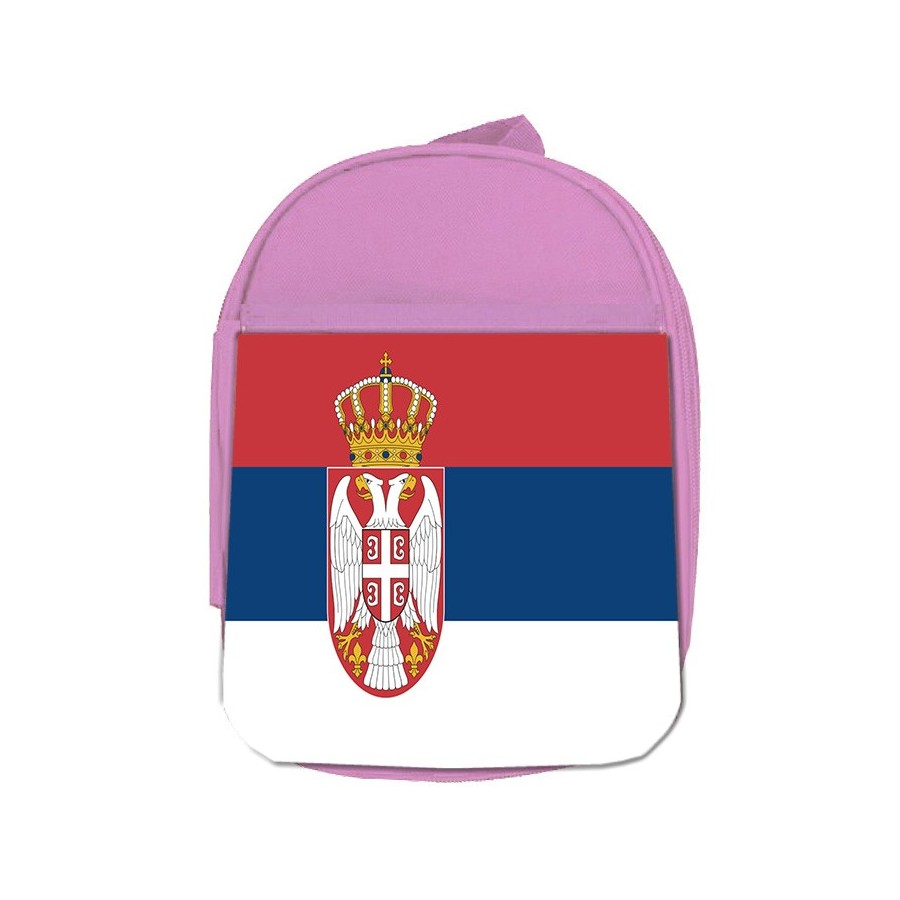 MOCHILA ROSA bandera serbia pais gobierno serbio escolar personalizado picnic excursión deporte