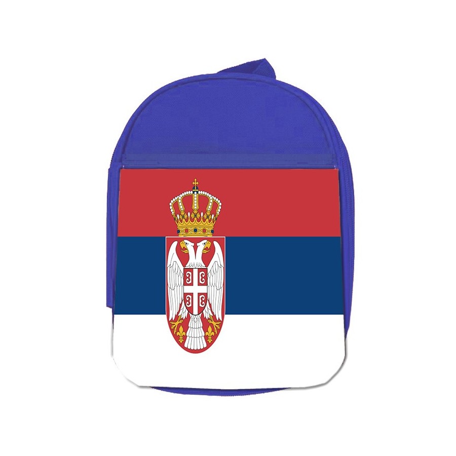 MOCHILA AZUL bandera serbia pais gobierno serbio escolar personalizado picnic excursión deporte