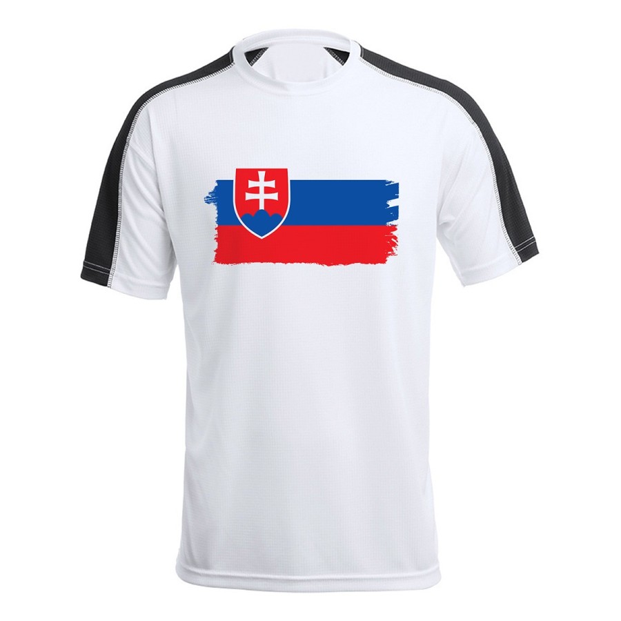 CAMISETA TÉCNICA FRANJA MANGAS NEGRA bandera eslovaquia pais gobierno eslavo personalizada