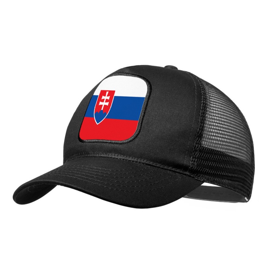 GORRA NEGRA CON REJILLA bandera eslovaquia pais gobierno eslavo moda deporte