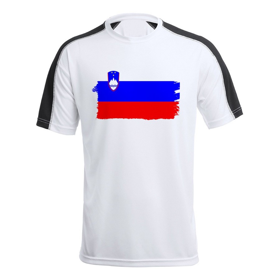 CAMISETA TÉCNICA FRANJA MANGAS NEGRA bandera eslovenia pais gobierno esloveno personalizada