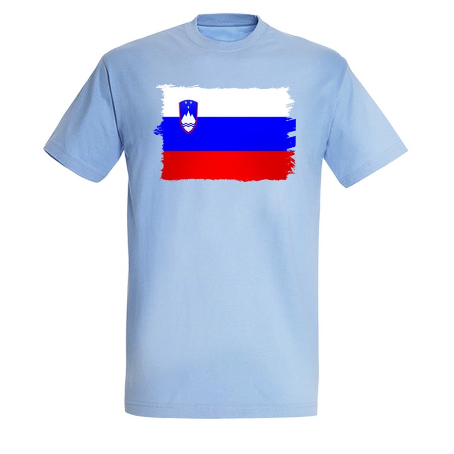 CAMISETA AZUL CIELO bandera eslovenia pais gobierno esloveno moda verano personalizada