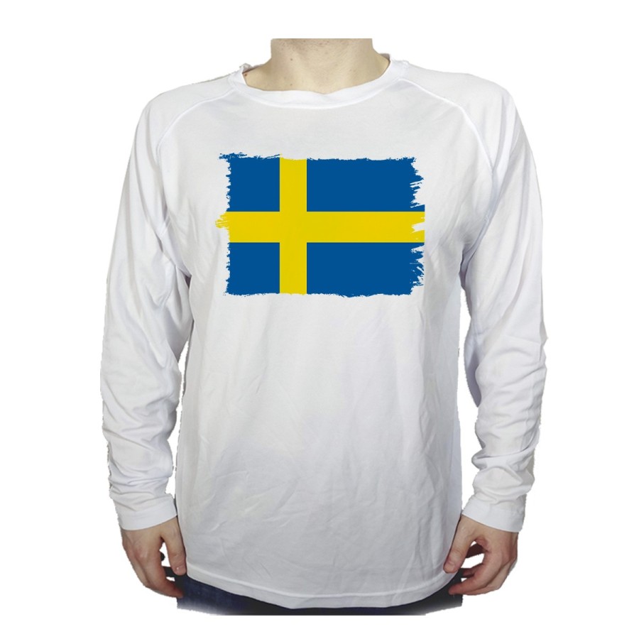 CAMISETA MANGA LARGA bandera suecia pais gobierno sueco personalizada