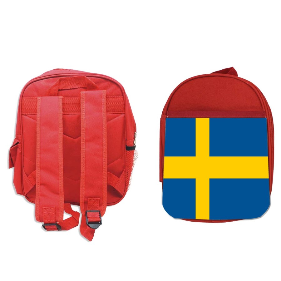 MOCHILA ROJA bandera suecia pais gobierno sueco escolar personalizado