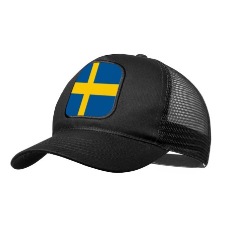 GORRA NEGRA CON REJILLA bandera suecia pais gobierno sueco moda deporte