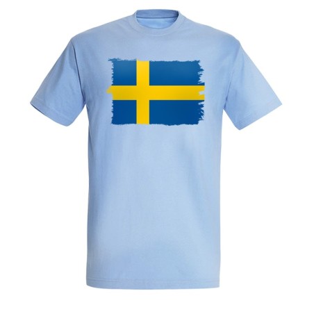 CAMISETA AZUL CIELO bandera suecia pais gobierno sueco moda verano personalizada