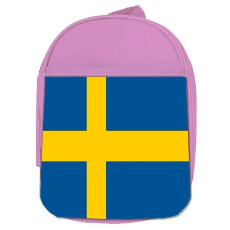 MOCHILA ROSA bandera suecia pais gobierno sueco escolar personalizado picnic excursión deporte