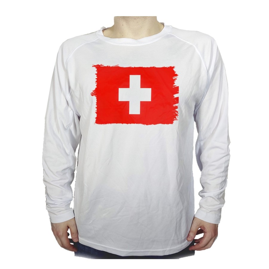 CAMISETA MANGA LARGA bandera suiza pais gobierno suizo suizos personalizada