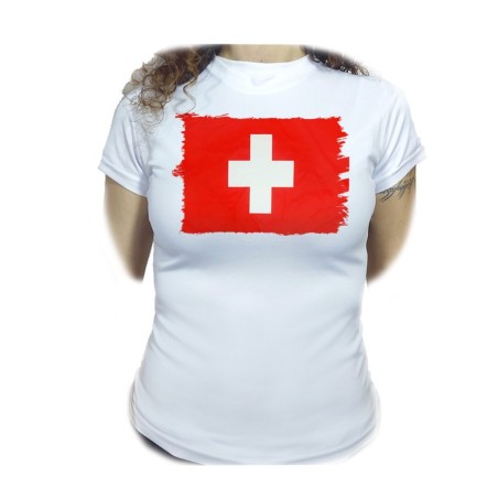 CAMISETA MUJER bandera suiza pais gobierno suizo suizos moda personalizada