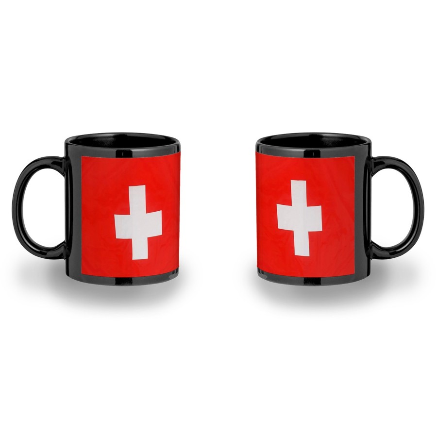 TAZA COMPLETAMENTE NEGRA bandera suiza pais gobierno suizo suizos personalizada