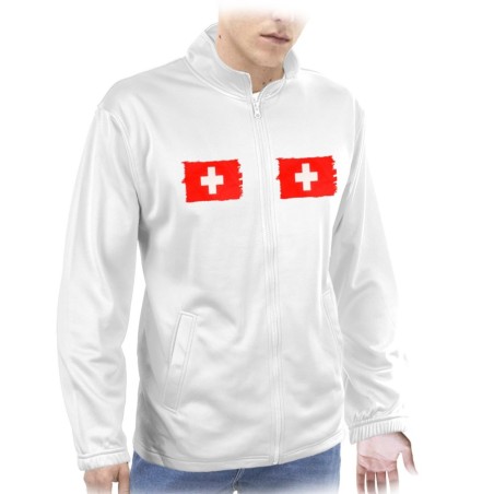 CHAQUETA TECNICA 2 IMPRESIONES bandera suiza pais gobierno suizo suizos  personalizada