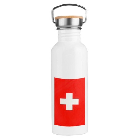 BIDON 750 ML ACERO INOXIDABLE ESTILO RETRO bandera suiza pais gobierno suizo suizos deporte deportivo botella