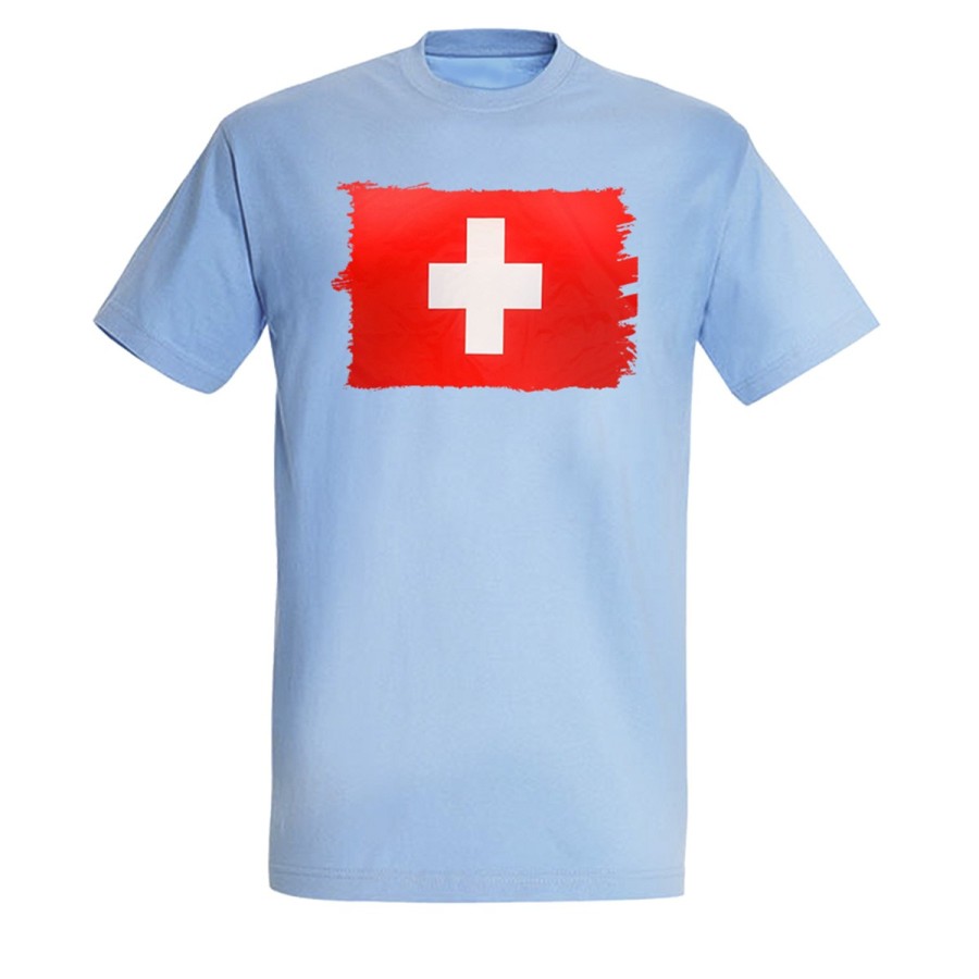 CAMISETA AZUL CIELO bandera suiza pais gobierno suizo suizos moda verano personalizada