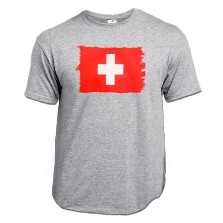 CAMISETA GRIS MEZCLA bandera suiza pais gobierno suizo suizos moda verano personalizada