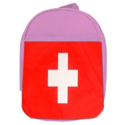 MOCHILA ROSA bandera suiza...