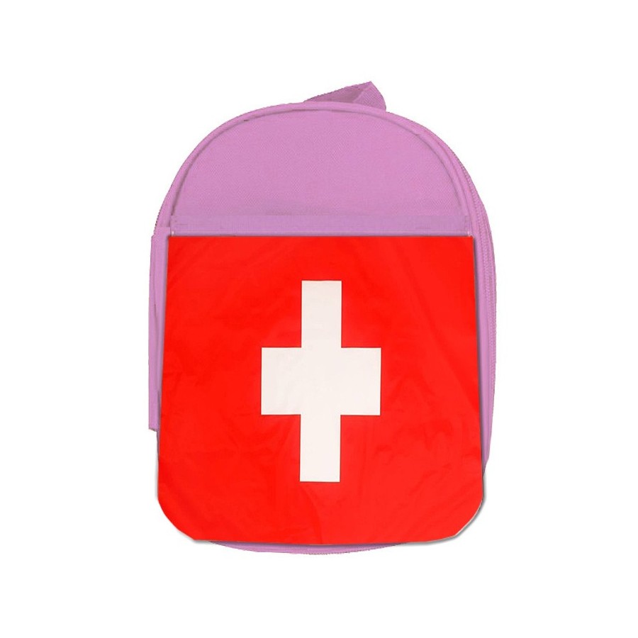 MOCHILA ROSA bandera suiza pais gobierno suizo suizos escolar personalizado picnic excursión deporte