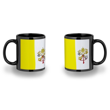 TAZA COMPLETAMENTE NEGRA bandera vaticano pais gobierno cristiano papa personalizada