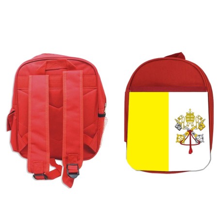 MOCHILA ROJA bandera vaticano pais gobierno cristiano papa escolar personalizado