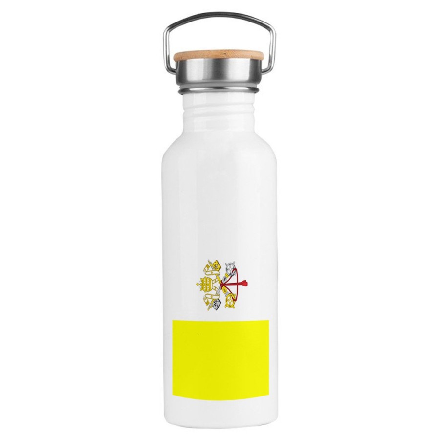 BIDON 750 ML ACERO INOXIDABLE ESTILO RETRO bandera vaticano pais gobierno cristiano papa deporte deportivo botella