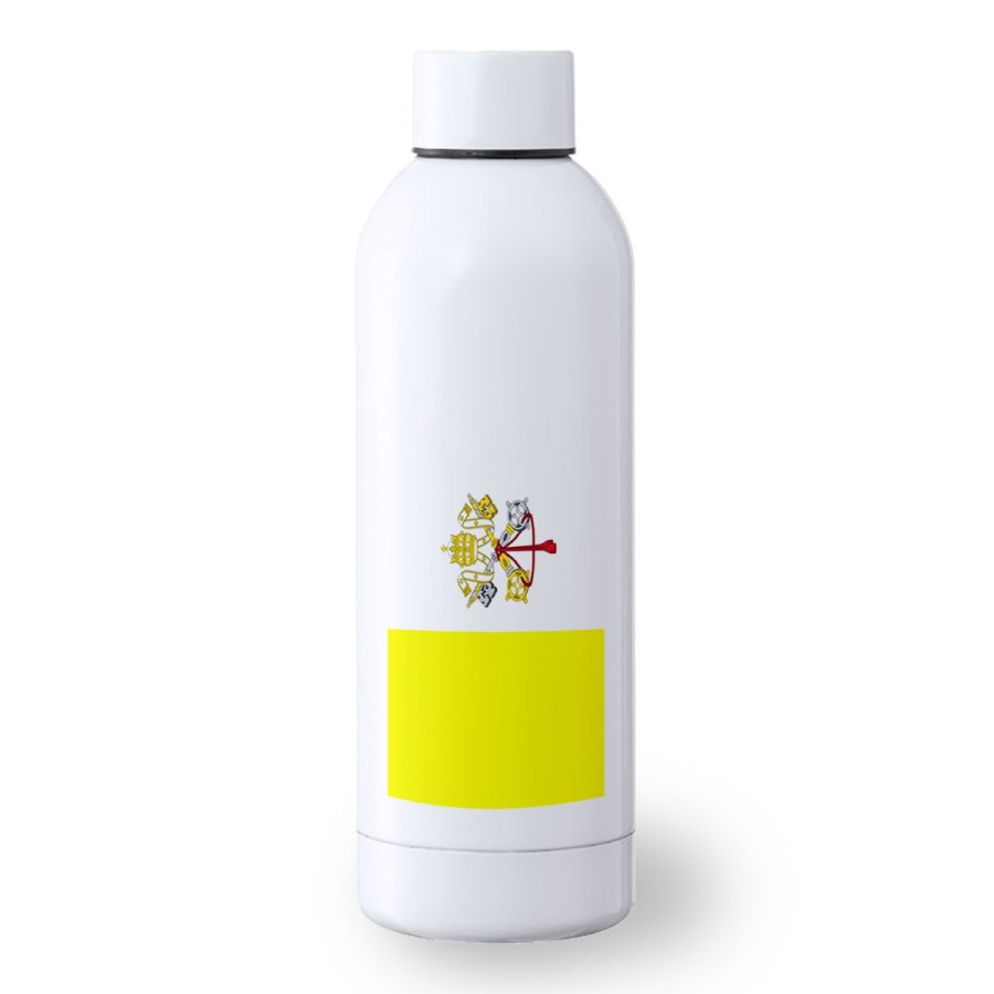 BIDON 500 ML ACERO INOXIDABLE bandera vaticano pais gobierno cristiano papa deporte deportivo botella senderismo
