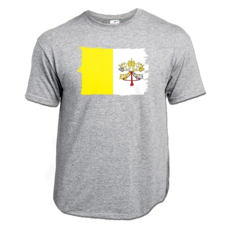 CAMISETA GRIS MEZCLA bandera vaticano pais gobierno cristiano papa moda verano personalizada