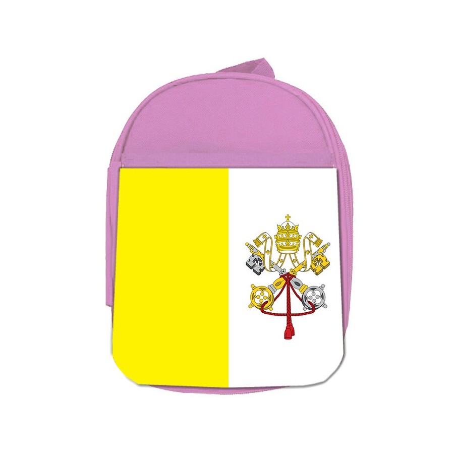 MOCHILA ROSA bandera vaticano pais gobierno cristiano papa escolar personalizado picnic excursión deporte