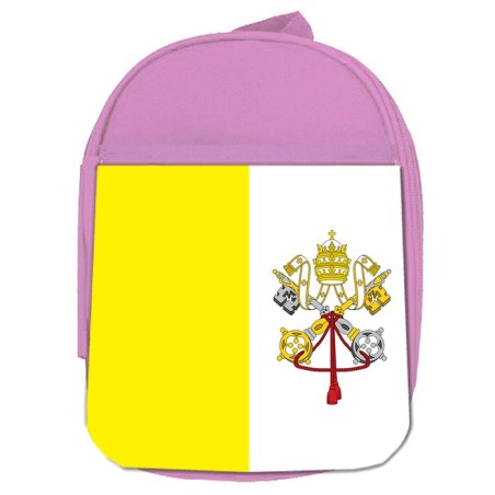 MOCHILA ROSA bandera vaticano pais gobierno cristiano papa escolar personalizado picnic excursión deporte