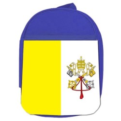 MOCHILA AZUL bandera vaticano pais gobierno cristiano papa escolar personalizado picnic excursión deporte