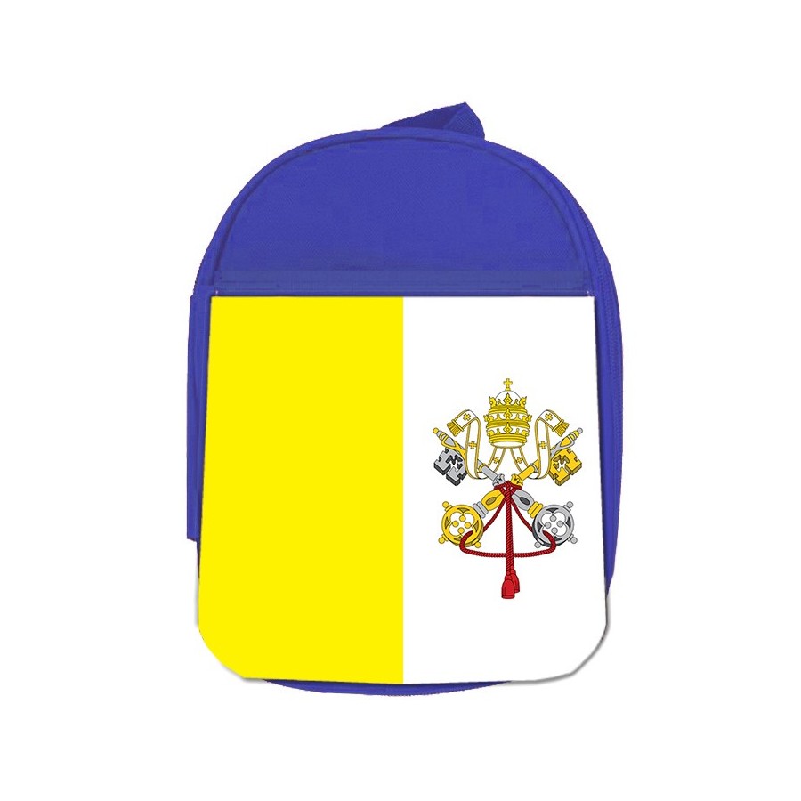 MOCHILA AZUL bandera vaticano pais gobierno cristiano papa escolar personalizado picnic excursión deporte