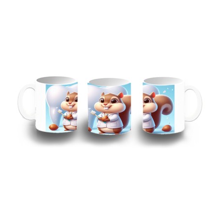 TAZA DE PLASTICO ardilla dentista animal profesion dientes niños personalizada