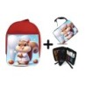 PACK MOCHILA ROJA Y ESTUCHE ardilla dentista animal profesion dientes material escolar