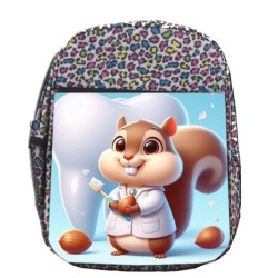 MOCHILA LUNARES ESTAMPADO ardilla dentista animal profesion dientes escolar personalizado picnic excursión deporte