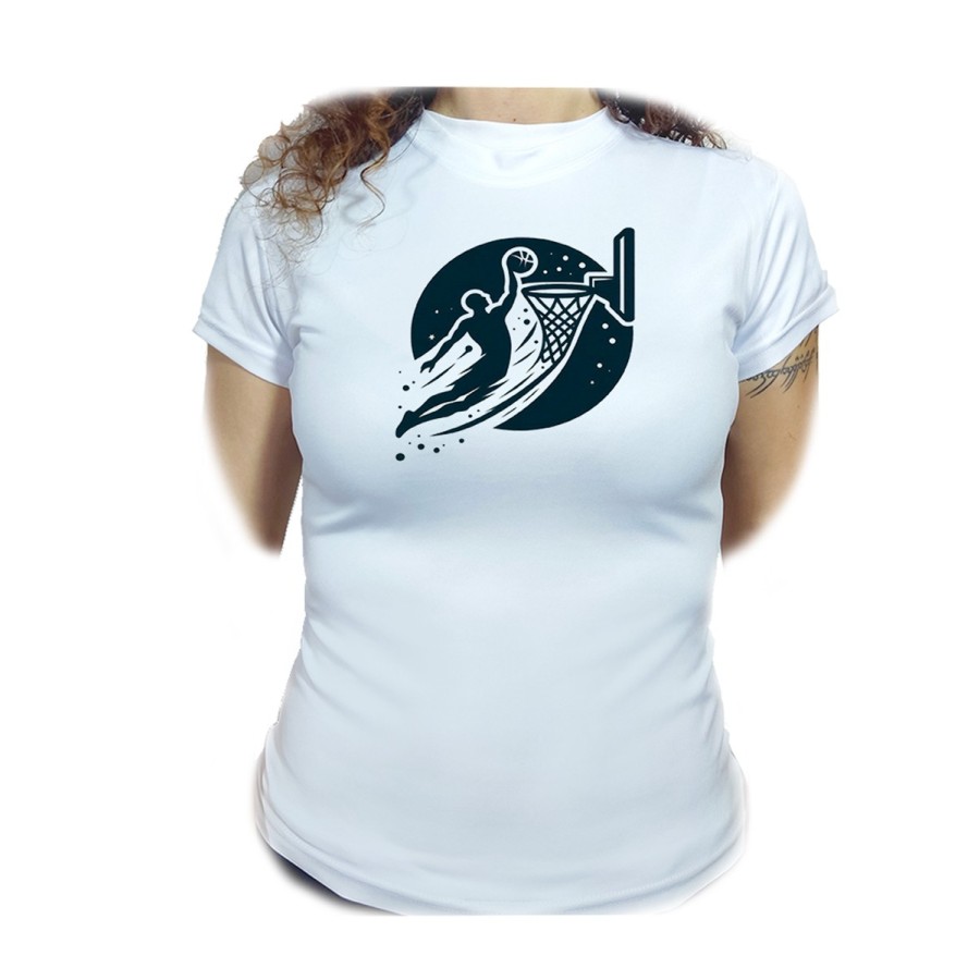 CAMISETA MUJER logo baloncesto deporte balon jugadores moda personalizada