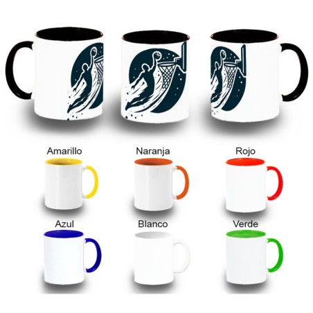 TAZA COLORES logo baloncesto deporte balon jugadores color personalizada