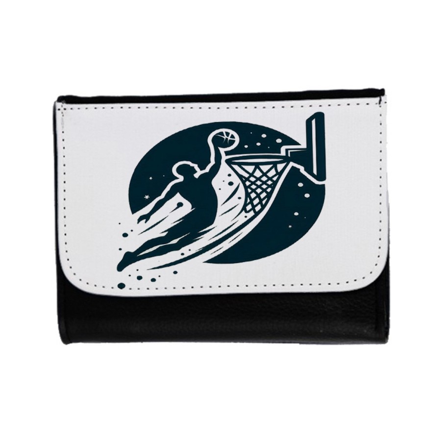 BILLETERA BILLETERO logo baloncesto deporte balon jugadores unisex negro monedero