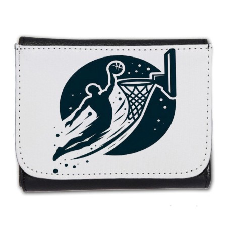 BILLETERA BILLETERO logo baloncesto deporte balon jugadores hombre caballero negro monedero