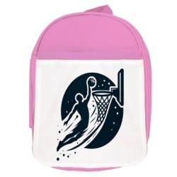 MOCHILA ROSA logo baloncesto deporte balon jugadores escolar personalizado picnic excursión deporte