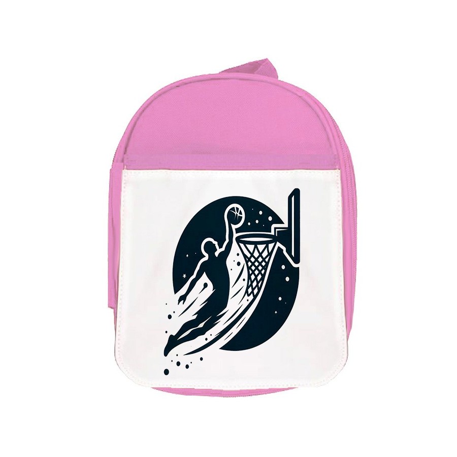 MOCHILA ROSA logo baloncesto deporte balon jugadores escolar personalizado picnic excursión deporte