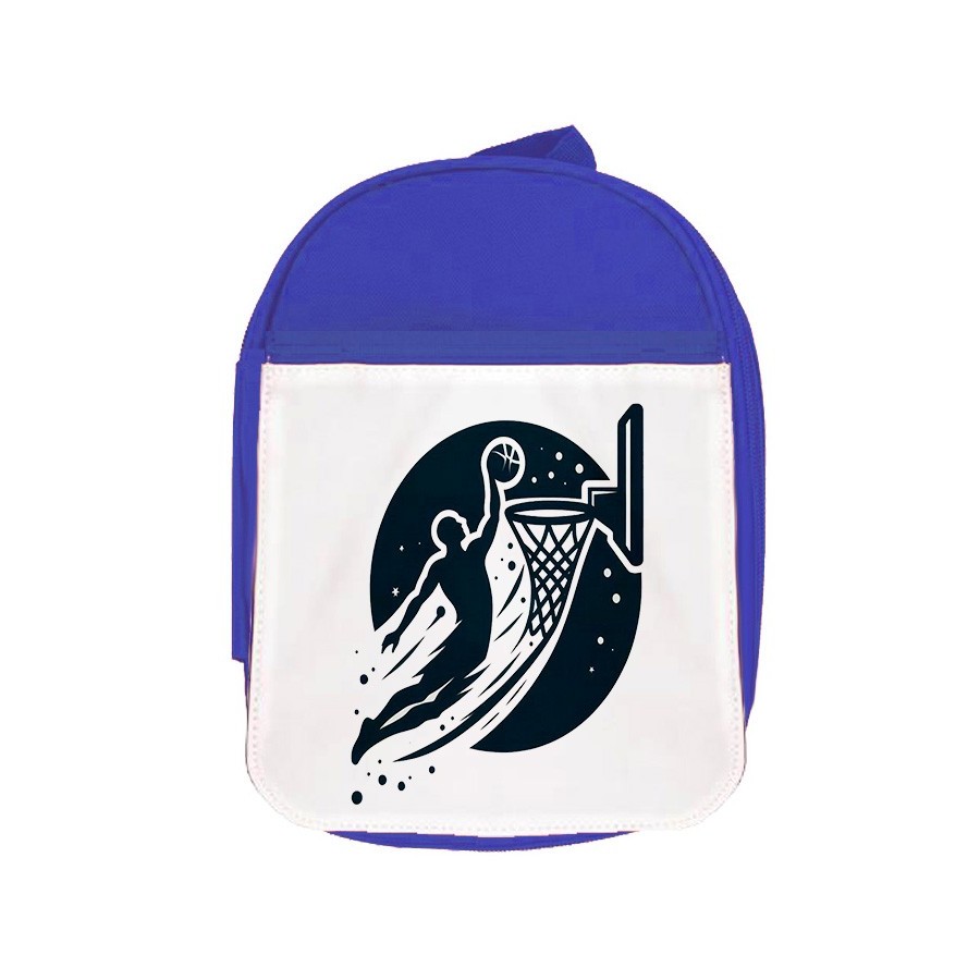 MOCHILA AZUL logo baloncesto deporte balon jugadores escolar personalizado picnic excursión deporte