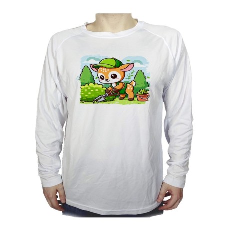 CAMISETA MANGA LARGA ciervo jardinero animal profesion plantas personalizada