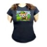 CAMISETA NEGRA MUJER ciervo jardinero animal profesion plantas oferta personalizada