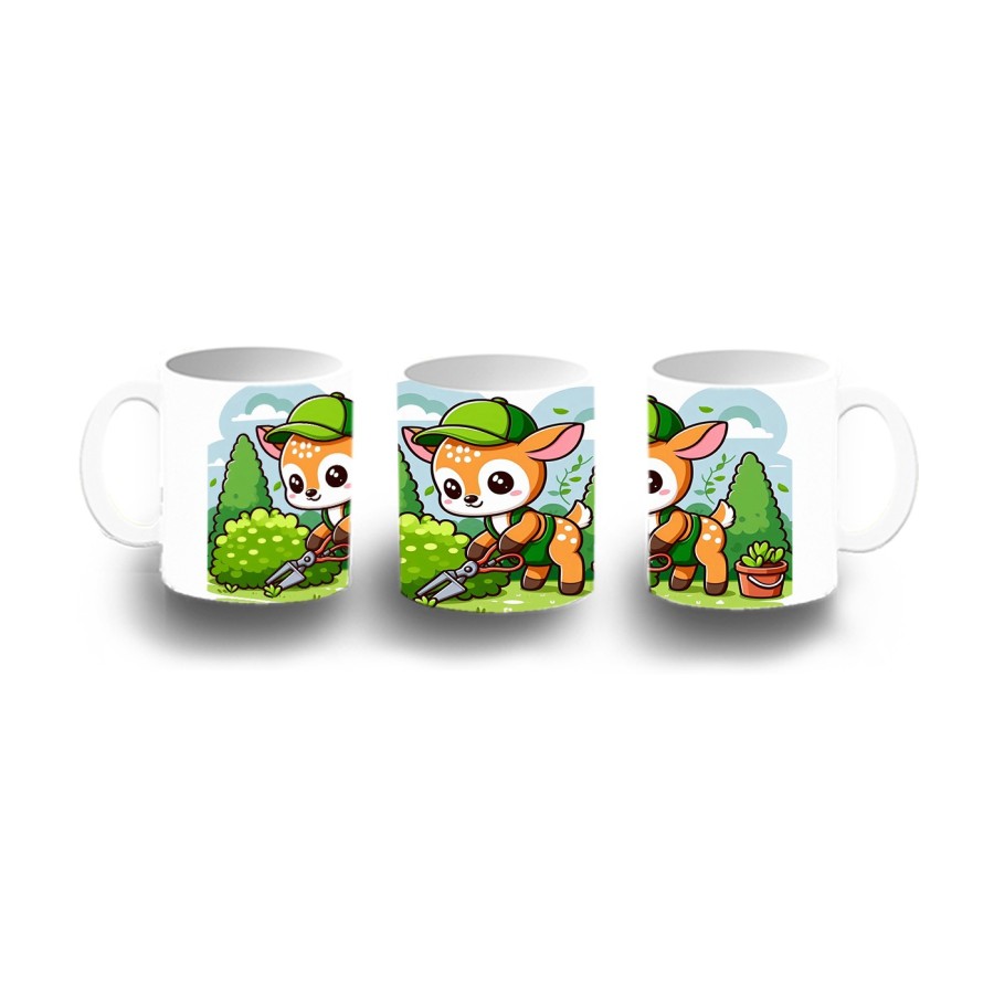 TAZA DE PLASTICO ciervo jardinero animal profesion plantas niños personalizada