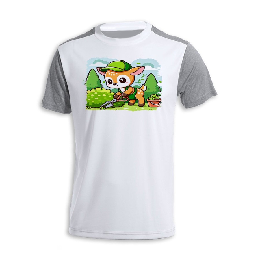 CAMISETA DISEÑO BICOLOR ciervo jardinero animal profesion plantas personalizada