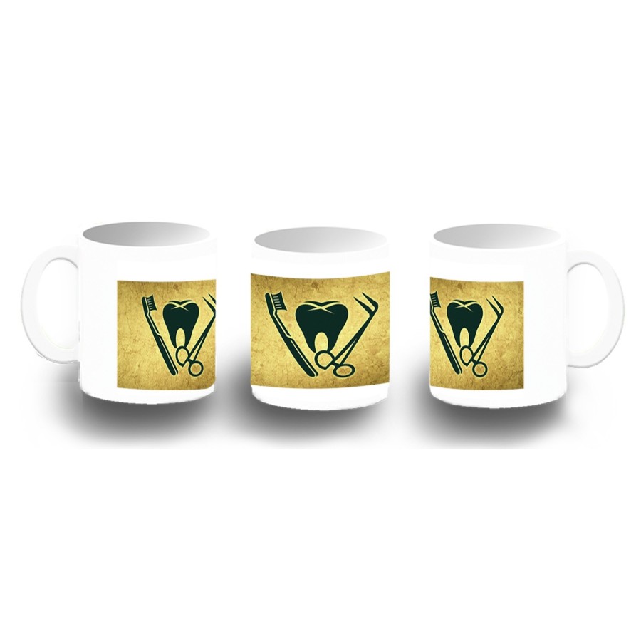 TAZA FOTOLUMINISCENTE logo dentista profesion dientes medico BRILLA OSCURIDAD