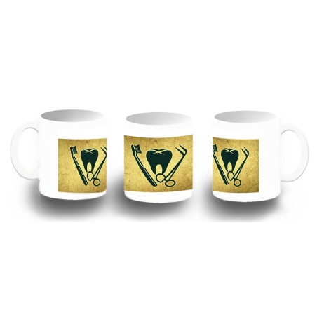 TAZA FOTOLUMINISCENTE logo dentista profesion dientes medico BRILLA OSCURIDAD