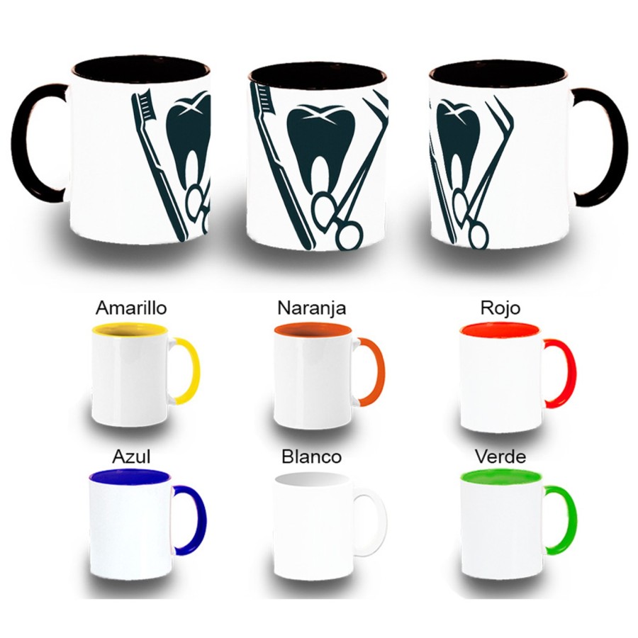 TAZA COLORES logo dentista profesion dientes medico color personalizada